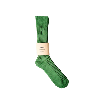 Pre-owned Ami Alexandre Mattiussi Ami Logo Socks 'green'