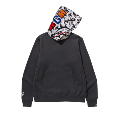 Pre-owned Bape Abc Camo Shark Pullover Hoodie 'charcoal' In Grey