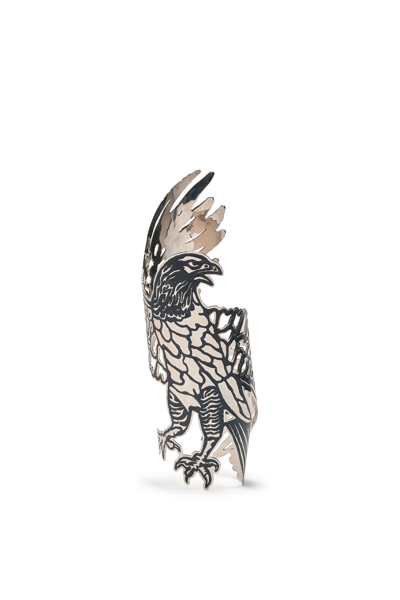 Diesel Eagle Open-cuff Bracelet In Silver