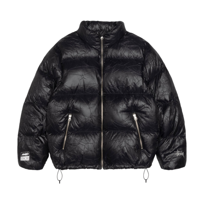 Pre-owned Stussy Wrinkled Nylon Down Puffer 'black'