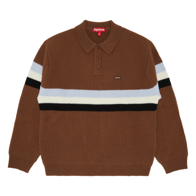 Pre-owned Supreme Small Box Polo Sweater 'dark Brown'
