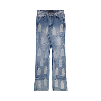 Pre-owned Who Decides War Rhinestone Washed Denim 'sky' In Blue