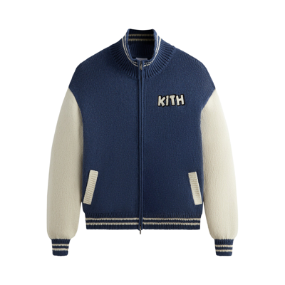 Pre-owned Kith For Mickey & Friends Wyona Full Zip Sweater 'heather Indigo' In Multi-color