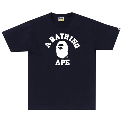 Pre-owned Bape Bicolor College Tee 'navy' In Blue
