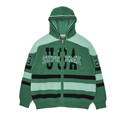 Pre-owned Supreme Usa Zip Up Hooded Sweater 'green'