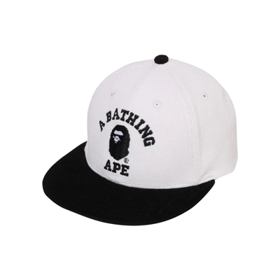 Pre-owned Bape Corduroy College Snap Back Cap 'white'
