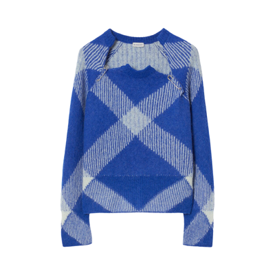 Pre-owned Burberry Check Alpaca Wool Blend Jumper 'knight' In Purple