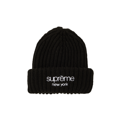 Pre-owned Supreme Classic Logo Chunky Ribbed Beanie 'black'