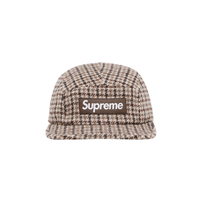 Pre-owned Supreme Houndstooth Wool Camp Cap 'tan'
