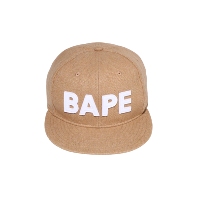 Pre-owned Bape Patch Snapback Cap 'beige' In Tan