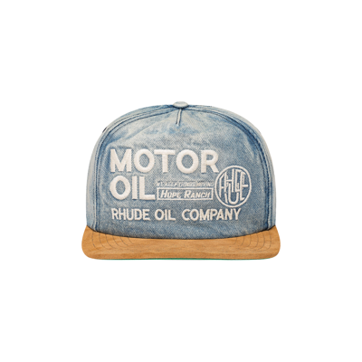 Pre-owned Rhude Motor Oil Hat 'indigo/camel' In Blue