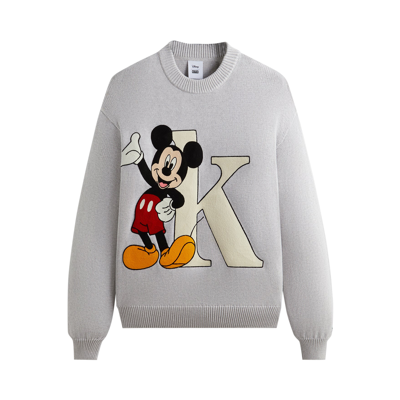 Pre-owned Kith For Mickey & Friends Mickey K Crewneck Sweater 'light Heather Grey'