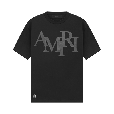 Pre-owned Amiri Staggered Logo Tee 'black'