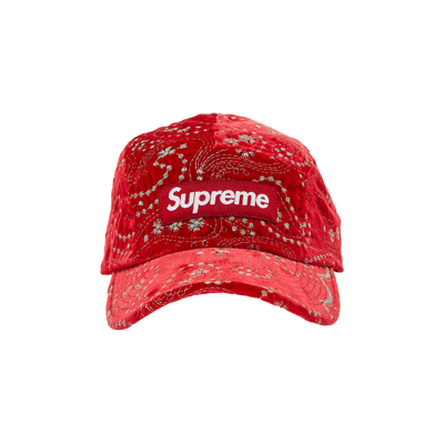Pre-owned Supreme Velvet Paisley Camp Cap 'red'