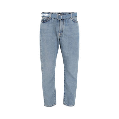 Pre-owned Off-white Belted Straight Leg Jeans 'light Blue'