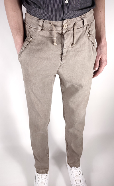 Pre-owned Avant Garde X Transit Uomo Slim Fit Avant Garde Linen Blend Pants In Beige