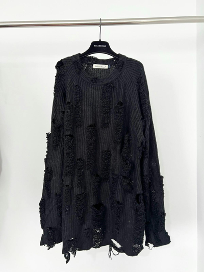Pre-owned Undercover Distressed Grunge Punk Loose Knit Sweater In Black