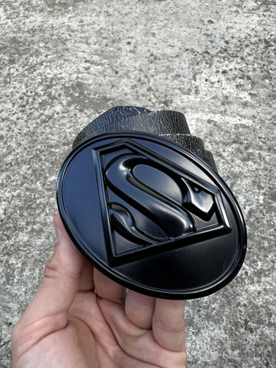 Pre-owned Archival Clothing X Avant Garde Y2k Superman Logo Belts Leather Streetwear Casual Hype In Black