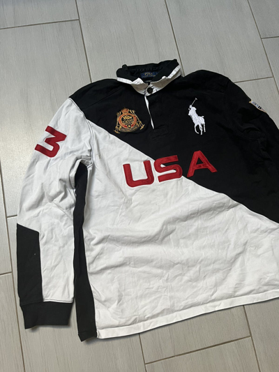 Pre-owned Polo Ralph Lauren Luxury Vintage 90's T Usa Rugby Long Sleeve In White