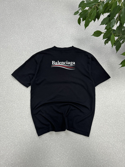 Pre-owned Balenciaga Champaign Political Black Shirt Big Logo