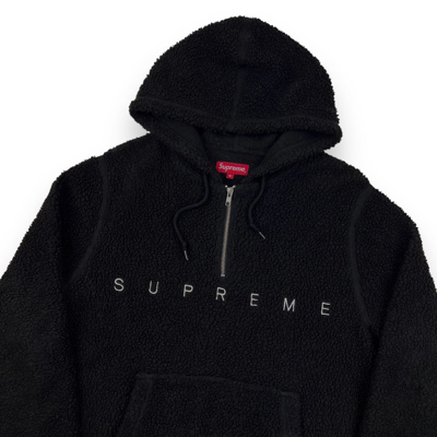 Pre-owned Supreme Sherpa Fleece Pullover Hoodie In Black