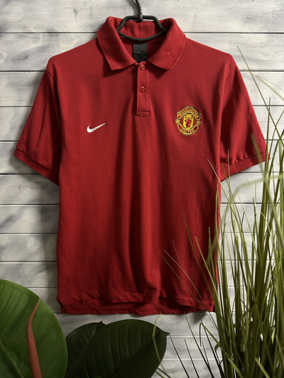 Pre-owned Nike X Soccer Jersey Vintage Polo Nike X Manchester United Small Swoosh In Red