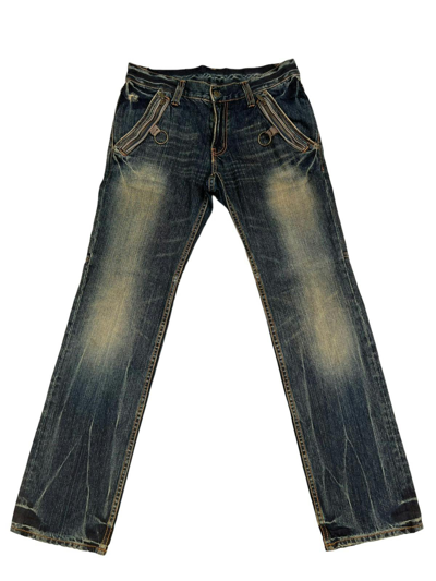 Pre-owned Ppfm Vintage  Rusty Muddy Denim Hybrid Jeans In Blue