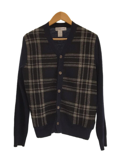 Pre-owned Comme Des Garcons X Comme Des Garcons Shirt Check Wool Knit Cardigan In Navy