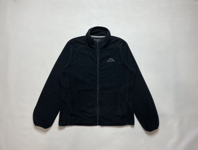 Pre-owned Kappa Zip Up Fleece Jacket Black Logo Mens (size Medium)