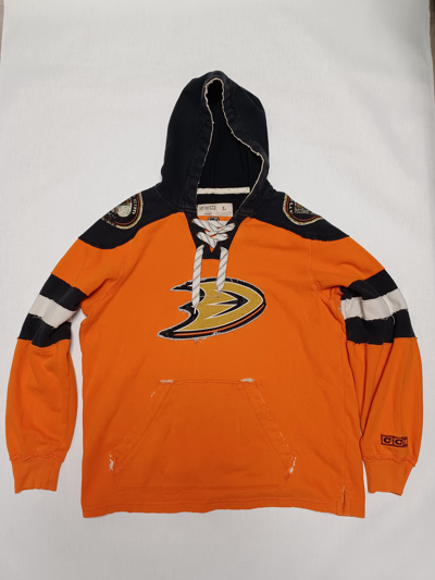 Pre-owned Ccm X Nhl Anaheim Ducks Nhl Vintage Jersey Hoodie Hockey In Orange