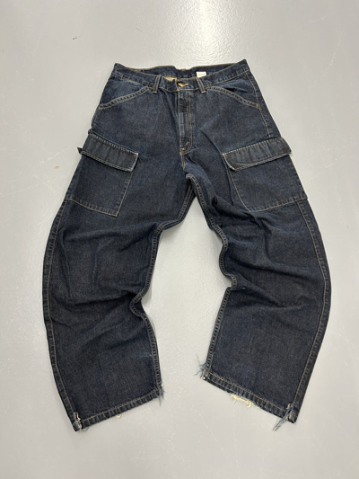 Pre-owned Carhartt X Levis Crazy Vintage 90's Levis Jnco Style Cargo Baggy Jeans Y2k In Navy