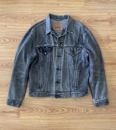 Pre-owned Levis X Vintage Washed And Faded Black/grey Denim Jacket In Washed Black