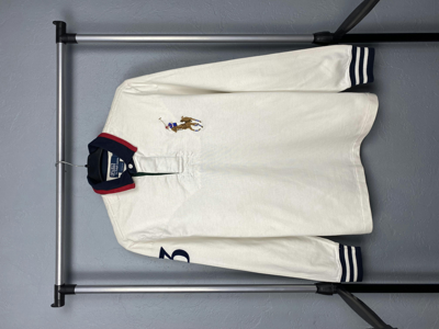 Pre-owned Polo Ralph Lauren X Ralph Lauren Polo Ralph Laurent Vintage Mens Rugby Long Sleeve Polo Shirt (size Medium) In Multicolor