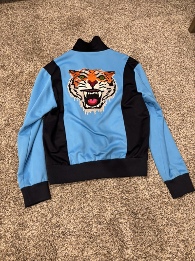 Pre-owned Gucci Embroidered Tiger Track Jacket Blue