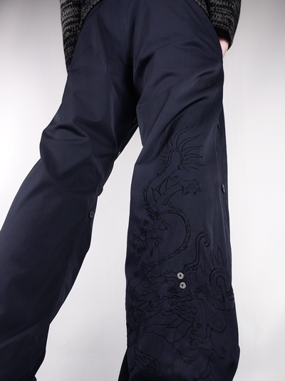 Pre-owned Maharishi Embroidered Dragon Cargo Wool Snopants In Dark Blue