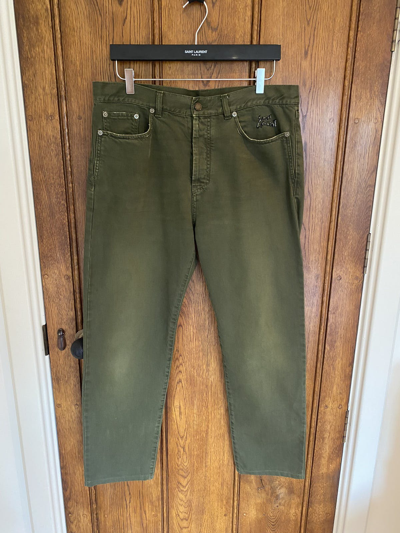 Pre-owned Saint Laurent Fw17  Green Denim Jeans Carpenter Style Fit D01