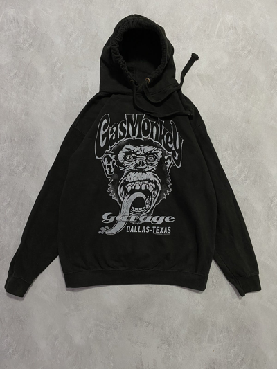Pre-owned Rock Band Vintage Hoodie Gas Monkey Official Merch Garage Boxy Track In Black