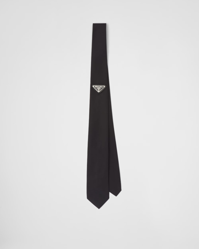 Pre-owned Logo 7 X Prada Tie Triangle Nylon Logo Black
