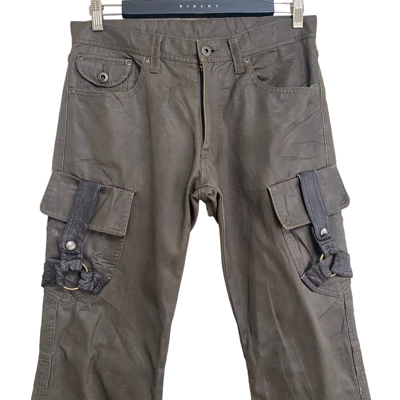 Pre-owned Le Grande Bleu L G B X Yasuyuki Ishii Difference Rupert Coated Wax Cargo Bondage Flare Pants In Brown