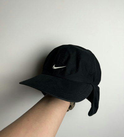 Pre-owned Nike X Vintage 90's Nike Vintage Nylon Ushanka Cap Drill Y2k In Black