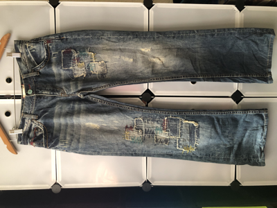 Pre-owned Streetwear La:ri Patchwork Shashiko Denim Pants In Blue