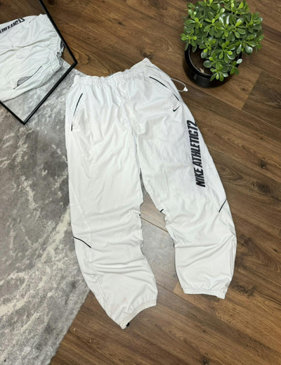 Pre-owned Nike X Vintage 00s Nike Vintage Nylon Joggers Drill Pants Y2k In White