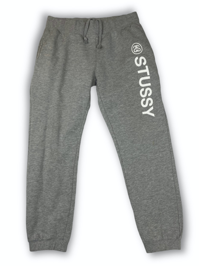 Pre-owned Made In Usa X Stussy Vintage Stussy Grey Big Logo Joggers Sweatpants Y2k M490