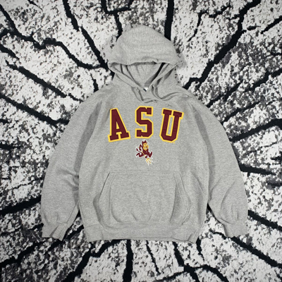 Pre-owned Hype X Vintage Arizona State University Hoodie Asu Embroidered In Grey
