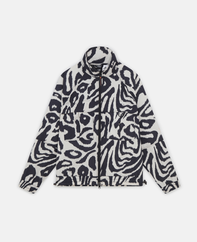 Stella Mccartney Truecasuals Leopard Print Woven Track Jacket In Chalk Pearl/black