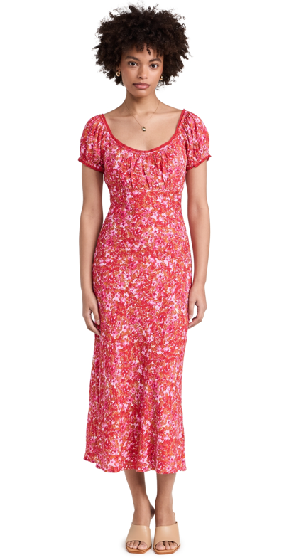 Lost + Wander Petal Patch Midi Dress Pink Floral