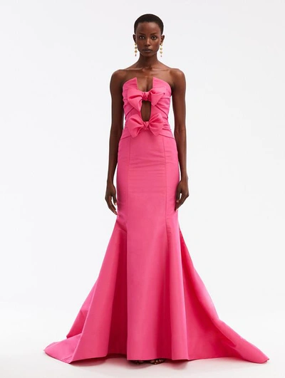 Oscar De La Renta Bow-detail Cut-out Trumpet Gown In Magenta