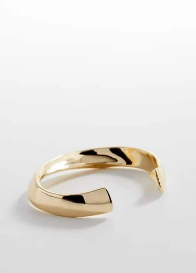 Mango Embossed Maxi-bracelet With Wavy Design Gold