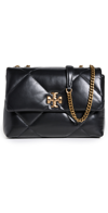 Tory Burch Kira Diamond Quilted Leather Small Convertible Shoulder Bag In Black