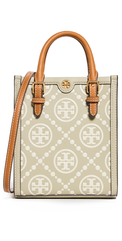 Tory Burch Mini T Monogram North-south Tote Bag In Olive Spring